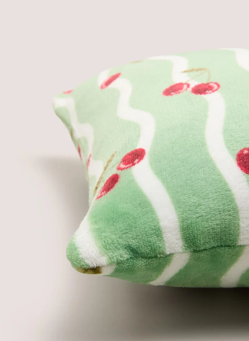 Matalan Green Striped Cherry Cushion
